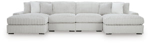 Stupendous 4-Piece Sectional with Double Chaise Alloy