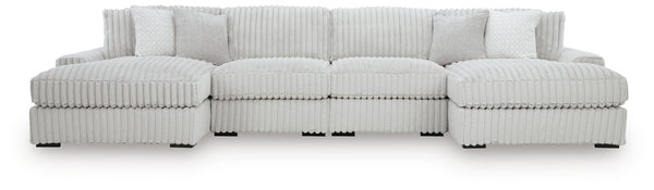 Stupendous 4-Piece Sectional with Double Chaise Alloy