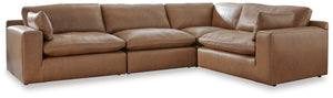 Emilia 4-Piece Leather Stationary Sectional Caramel