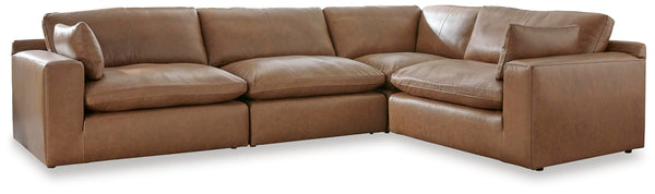 Emilia 4-Piece Leather Stationary Sectional Caramel