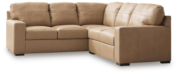 Bandon 2-Piece Leather Stationary Sectional Toffee