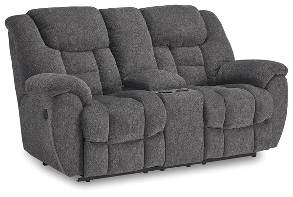 Foreside Reclining Console Loveseat Charcoal