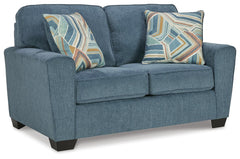 Cashton Fabric Stationary Loveseat Blue