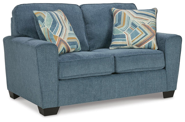 Cashton Fabric Stationary Loveseat Blue