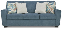 Cashton Queen Fabric Stationary Sofa Stationary Sleeper Blue