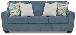 Cashton Queen Fabric Stationary Sofa Stationary Sleeper Blue