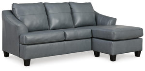 Genoa Leather Stationary Sofa Chaise Steel