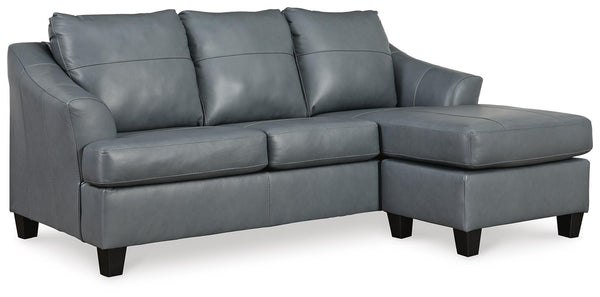 Genoa Leather Stationary Sofa Chaise Steel