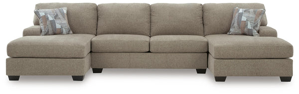 Newellen 3-Piece Fabric Sectional with Double Chaise Hemp