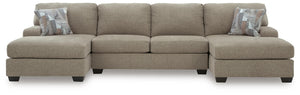 Newellen 3-Piece Sleeper Fabric Sectional with Double Chaise Hemp