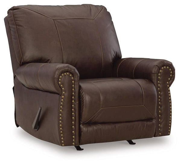 Colleton Manual Leather Rocker Recliner Dark Brown