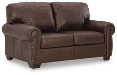 Colleton Leather Stationary Loveseat Dark Brown