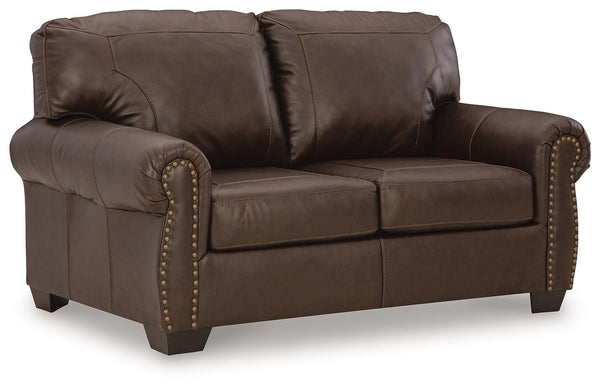 Colleton Leather Stationary Loveseat Dark Brown