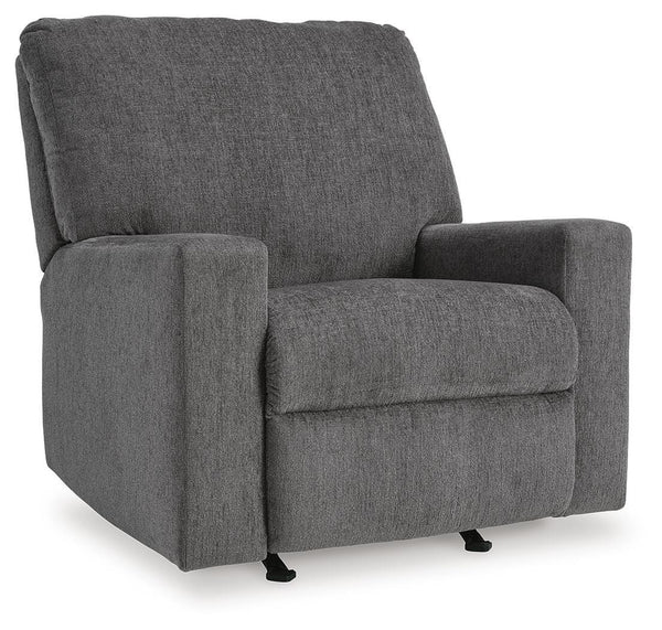 Rannis Fabric Manual Rocker Recliner Pewter