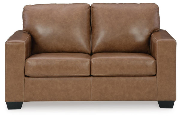 Bolsena Leather Stationary Loveseat Caramel
