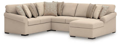 LadyMae Stationary 4-Piece Sectional with Chaise Twill