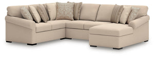 LadyMae Stationary 4-Piece Sectional with Chaise Twill