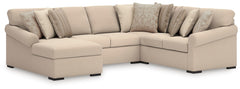 LadyMae Stationary 4-Piece Sectional with Chaise Twill