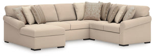 LadyMae Stationary 4-Piece Sectional with Chaise Twill
