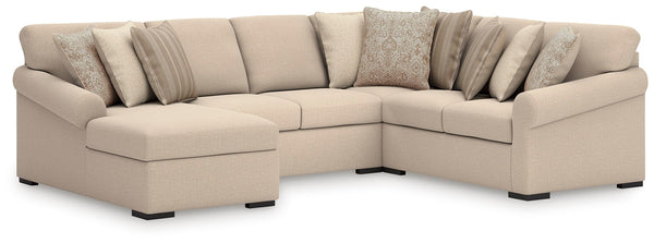 LadyMae Stationary 4-Piece Sectional with Chaise Twill