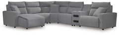 Modmax II P2 6-Piece Reclining Sectional with Chaise & Audio Console Salt & Pepper