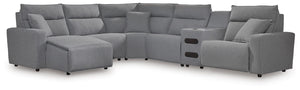 Modmax II P2 6-Piece Reclining Sectional with Chaise & Audio Console Salt & Pepper