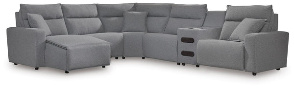 Modmax II P2 6-Piece Reclining Sectional with Chaise & Audio Console Salt & Pepper