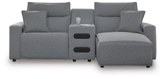 Modmax II P2 3-Piece Power Reclining Sectional with Chaise & Audio Console Salt & Pepper