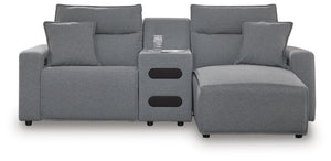 Modmax II P2 3-Piece Power Reclining Sectional with Chaise & Audio Console Salt & Pepper