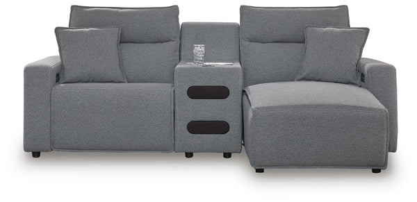 Modmax II P2 3-Piece Power Reclining Sectional with Chaise & Audio Console Salt & Pepper