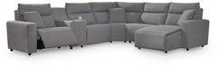 Modmax II P2 6-Piece Power Reclining Sectional with Chaise & Console Salt & Pepper