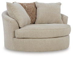 Steelwater Retreat Oversized Fabric Swivel Accent Chair Latte