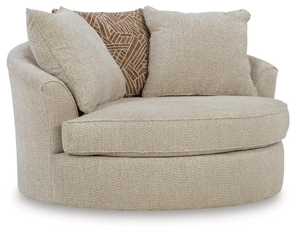Steelwater Retreat Oversized Fabric Swivel Accent Chair Latte