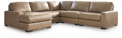 Veronella 5-Piece Leather Sectional with Chaise Sahara