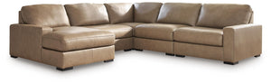 Veronella 5-Piece Leather Sectional with Chaise Sahara