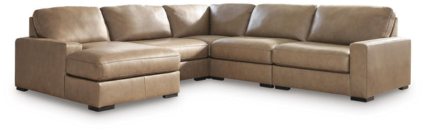 Veronella 5-Piece Leather Sectional with Chaise Sahara