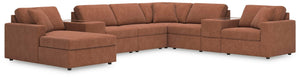 Modmax 8-Piece Stationary Sectional with Chaise & Storage Consoles Spice