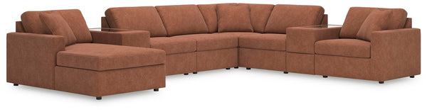 Modmax 8-Piece Stationary Sectional with Chaise & Storage Consoles Spice