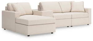 Modmax 4-Piece Stationary Sectional with Chaise & Storage Console Oyster
