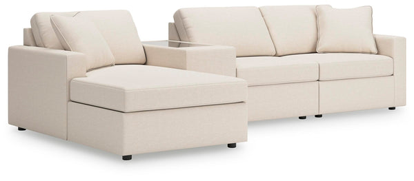 Modmax 4-Piece Stationary Sectional with Chaise & Storage Console Oyster