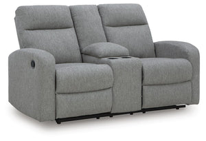 Gauntlet Reclining Fabric Console Loveseat Sterling