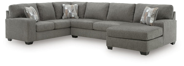 Clarington 3-Piece Sleeper Fabric Sectional with Chaise Greystone