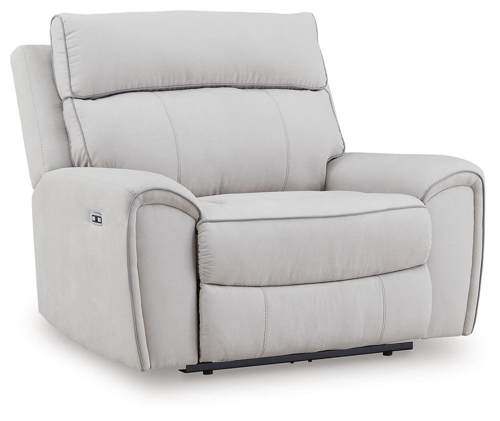 Social Pointe Zero Gravity P2 Fabric Dual-Power Adjustable Headrest Recliner Pearl/Ash