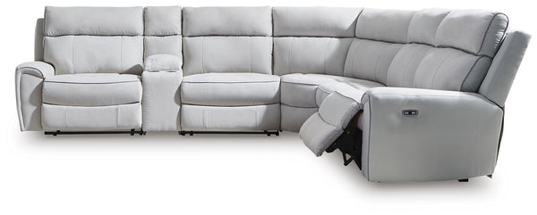Social Pointe P2 6-Piece Power Reclining Fabric Zero Gravity Sectional Pearl/Ash