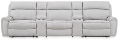 Social Pointe P2 5-Piece Power Reclining Fabric Zero Gravity Sectional Pearl/Ash