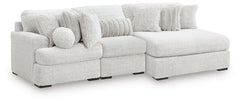 Cuddle Plush Stationary 3-Piece Sectional with Chaise Arctic