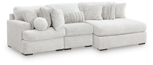 Cuddle Plush Stationary 3-Piece Sectional with Chaise Arctic