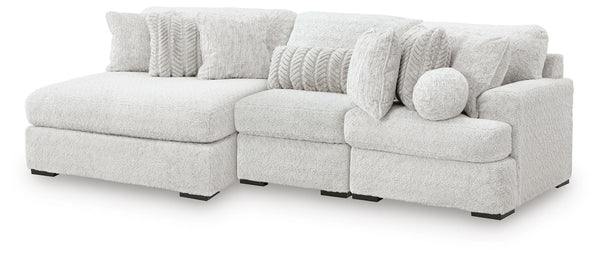 Cuddle Plush Stationary 3-Piece Sectional with Chaise Arctic