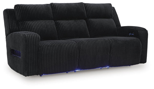 Forest Lake Power Adjustable Headrest Reclining Sofa Black