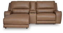 DeepWakes P2 3-Piece Power Reclining Leather Zero Gravity Sectional with Chaise Caramel